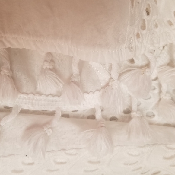 Jade Top Melody Tam L White Fringe Tassels - Picture 4 of 7